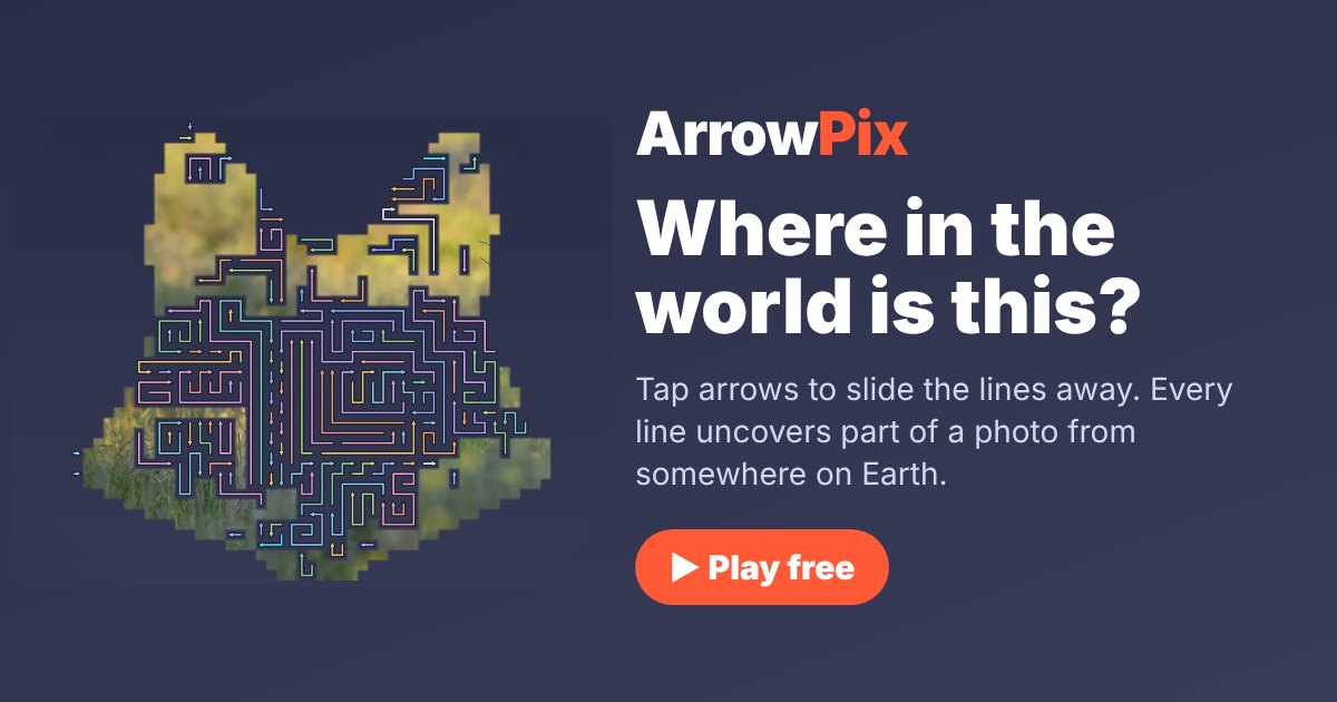 Arrow Pix: a board of arrows with a photo showing through